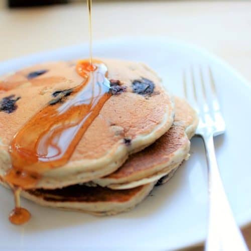 Blueberry Greek Yogurt Pancakes - Snacking In Sneakers