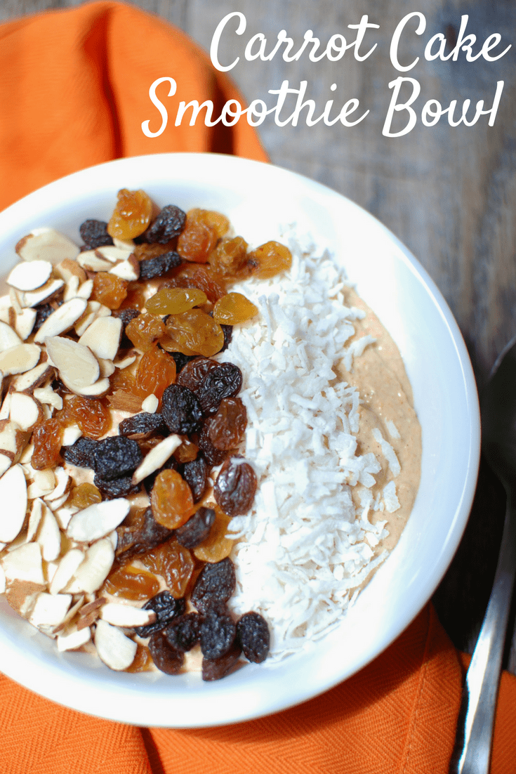 Carrot Cake Smoothie Bowl {Great Recovery Meal!} - Snacking in Sneakers