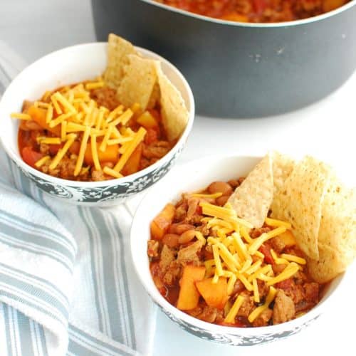 The Best Healthy Turkey Chili with Chipotles and Apples!