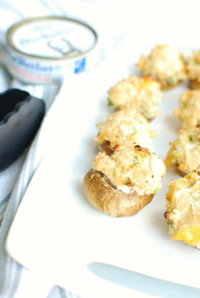 Salmon Stuffed Mushrooms - Snacking in Sneakers