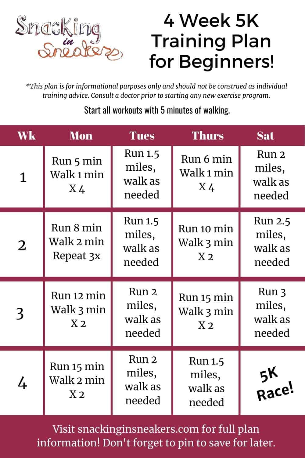 4-week running plan to start running again