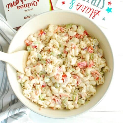 Greek Yogurt Macaroni Salad (Gluten Free) - Snacking in Sneakers